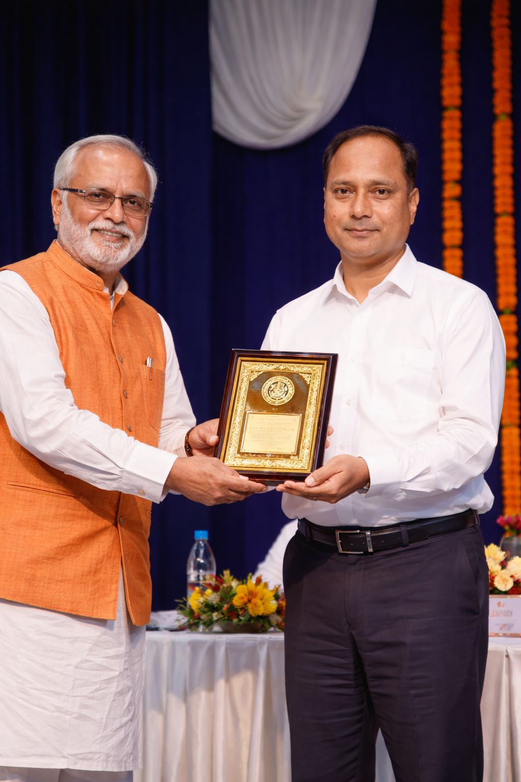 Award presentation at a ceremony